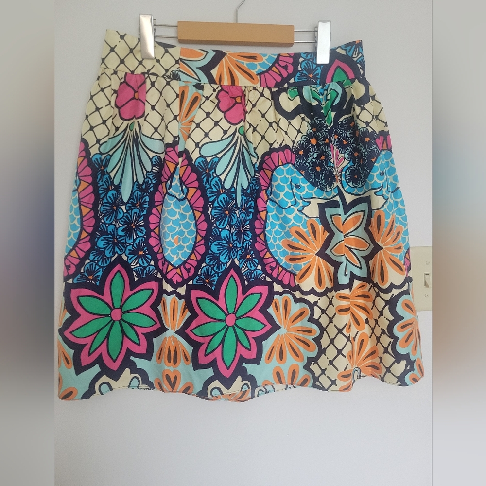 Lilly Pulitzer 100% Silk Floral Skirt Sz 8